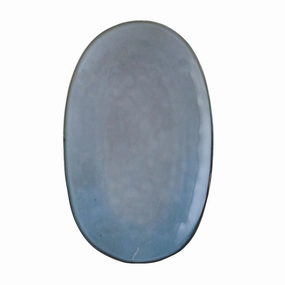 Stoneware Oval Platter Light Blue Serveware clearance shop