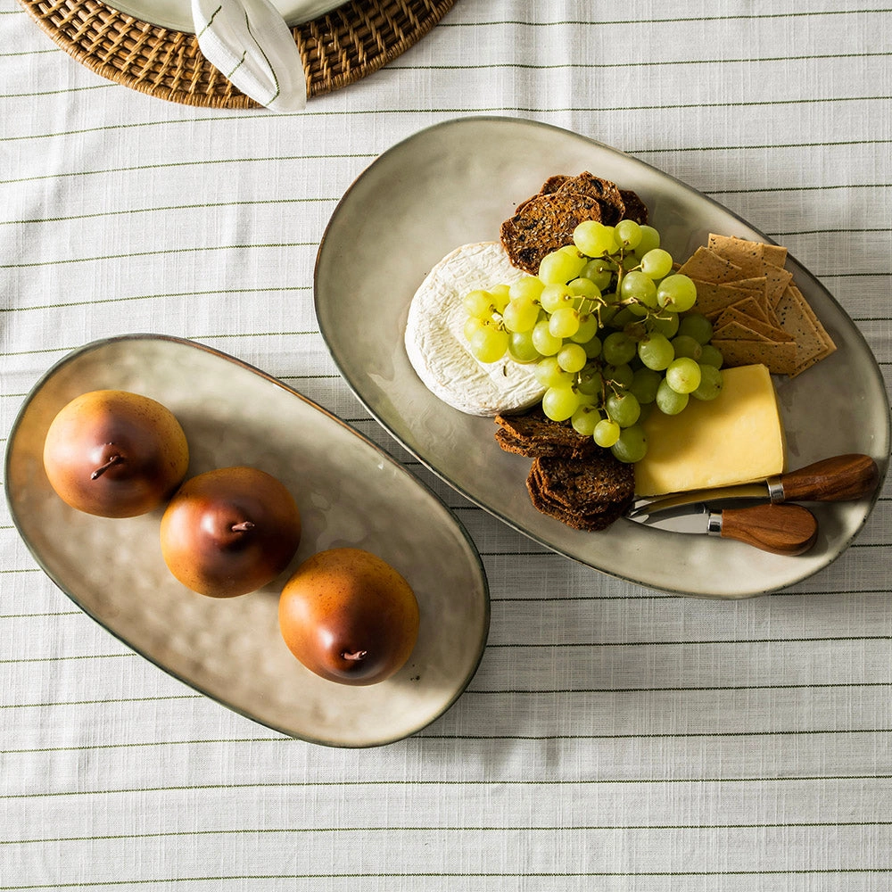Stoneware Oval Platter Olive Green