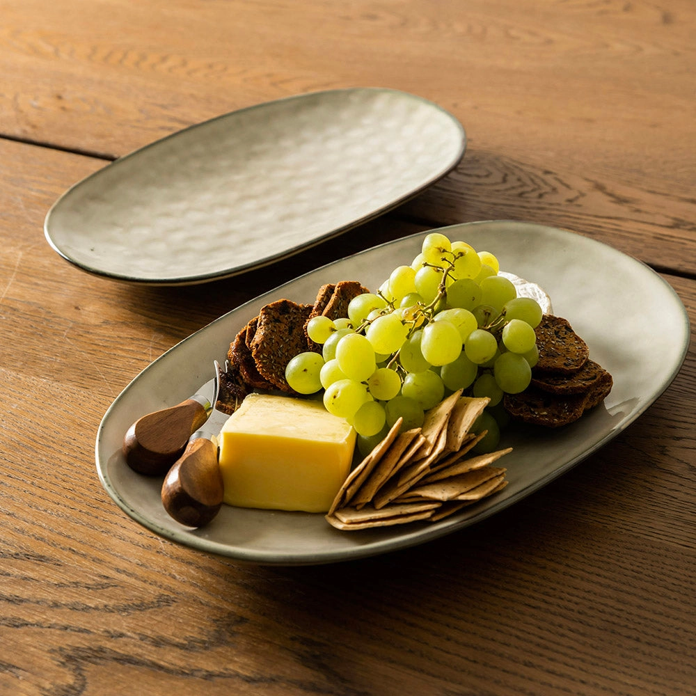 Stoneware Oval Platter Olive Green
