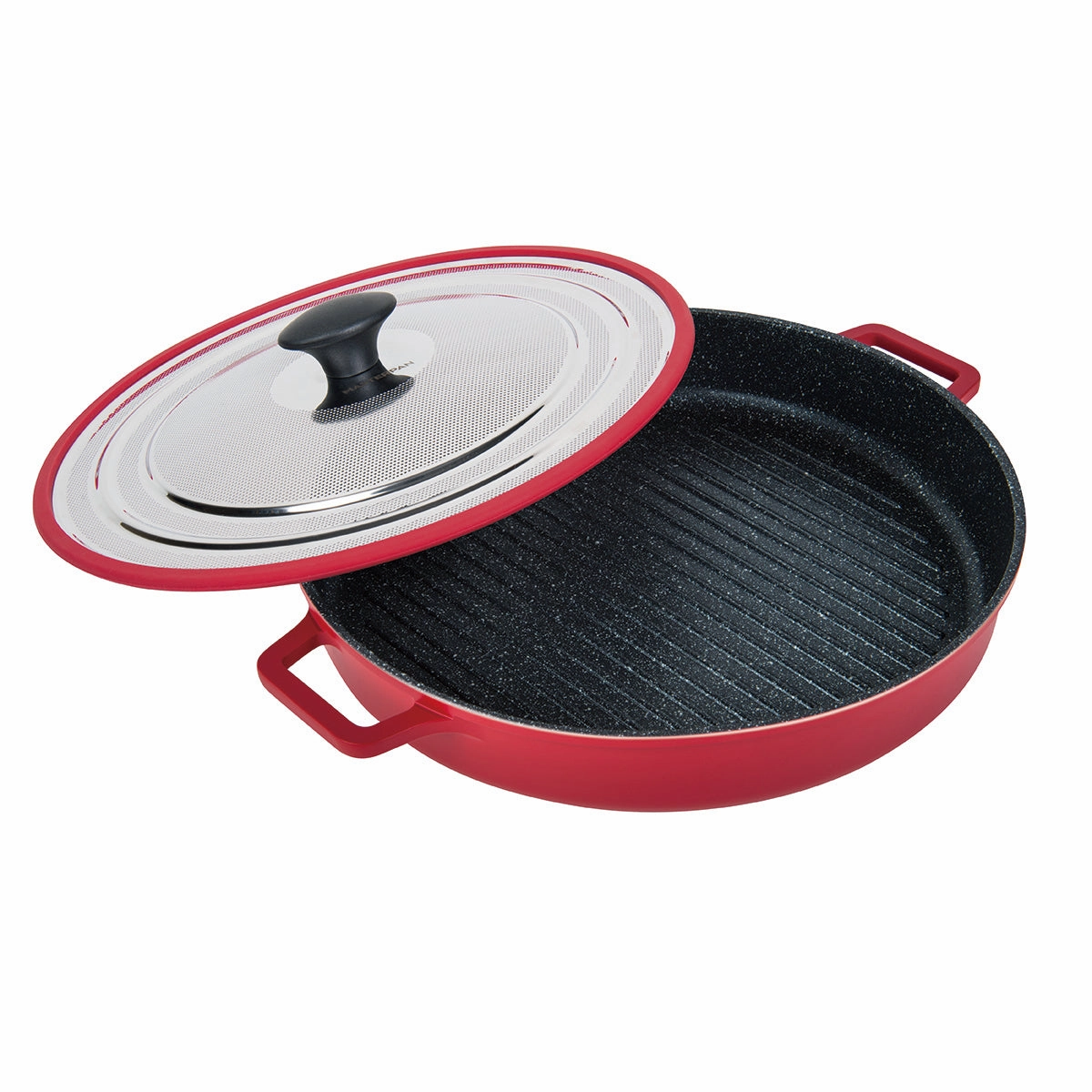 Stovetop Oven Grill Pan With Heat-In Steam-Out Lid, Non-Stick Cast Aluminum, 12" Cookware holiday sale