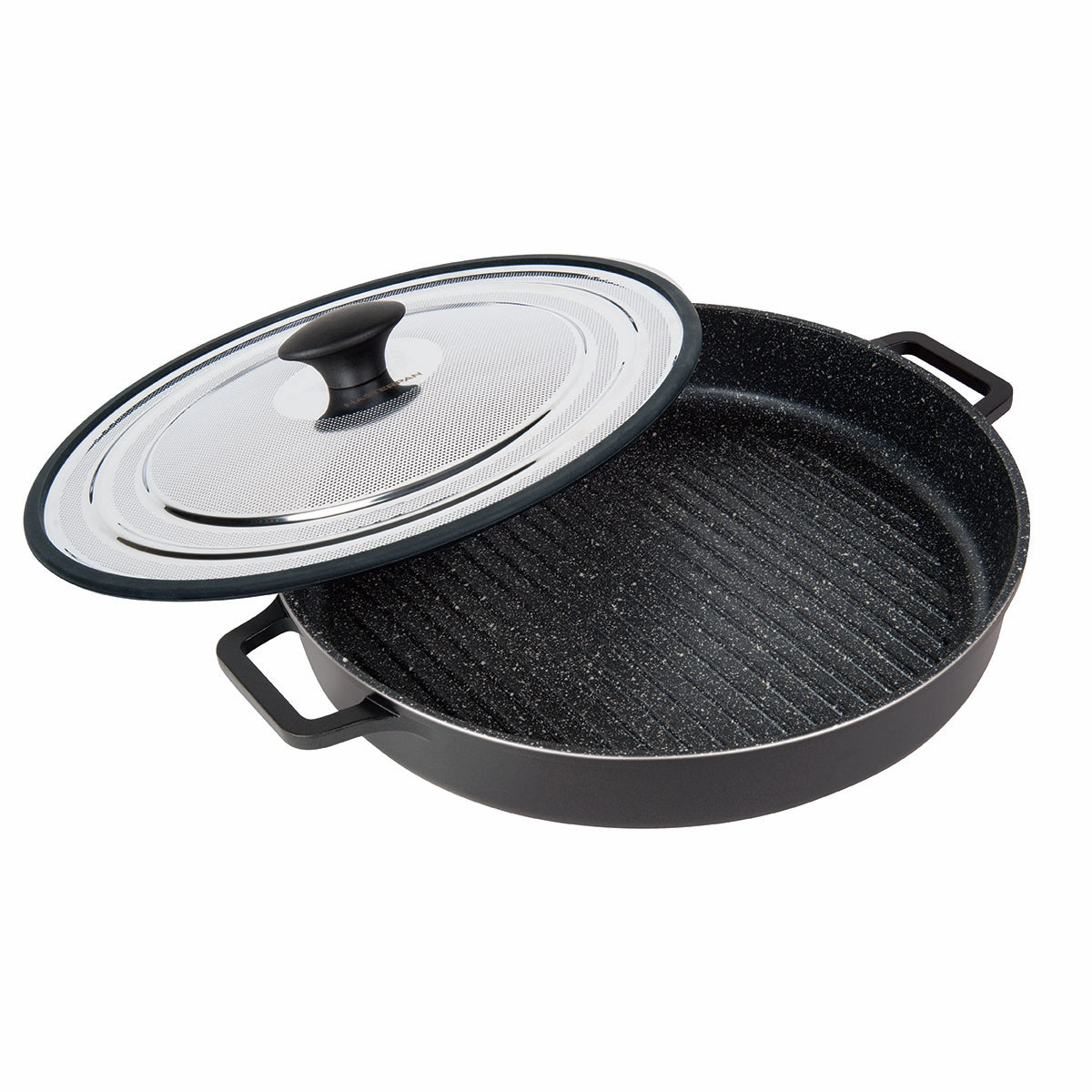 Stovetop Oven Grill Pan With Heat-In Steam-Out Lid, Non-Stick Cast Aluminum, 12"