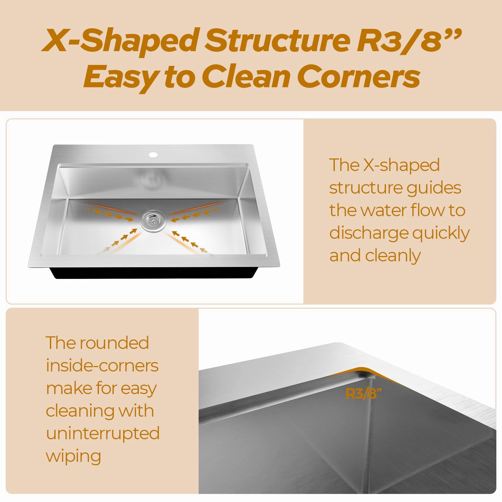 Streamdale 33" Dual Mount Kitchen Sink with Faucet Combo