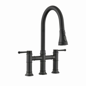 Streamdale Double Handle Bridge Kitchen Faucet With Pull-Down Spray Head Cooking Tools & Accessories buy more save more