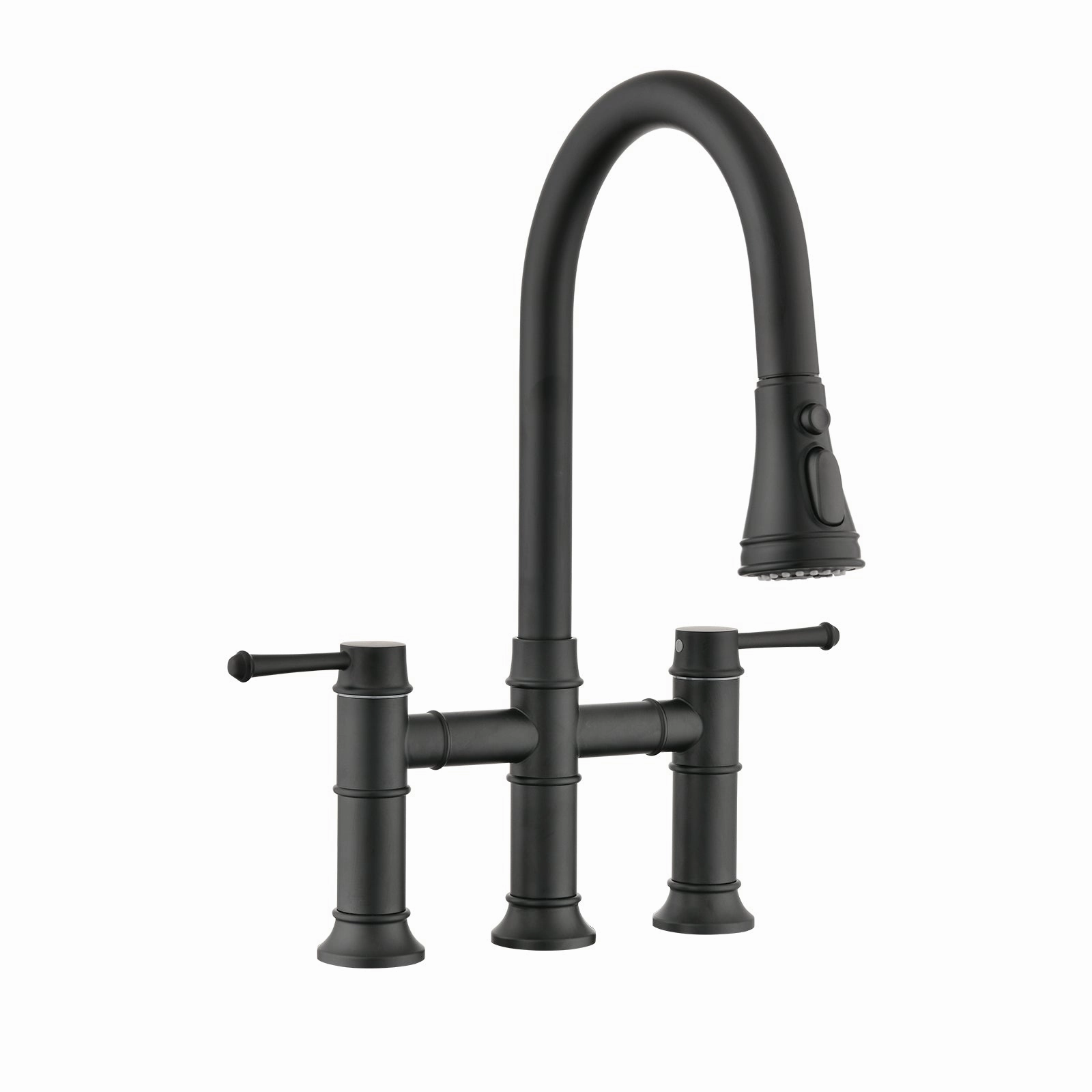Streamdale Double Handle Bridge Kitchen Faucet With Pull-Down Spray Head Cooking Tools & Accessories buy more save more