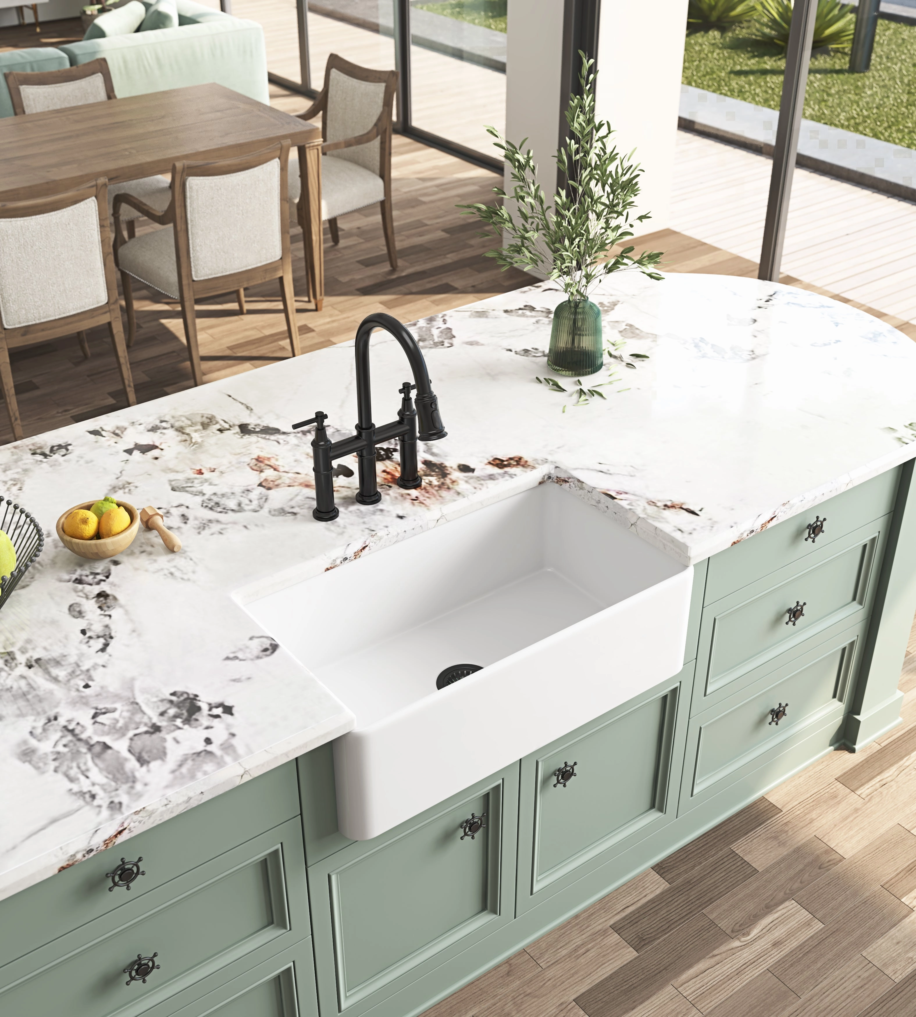 Streamdale Farmhouse/Apron Front White Ceramic Kitchen Sink