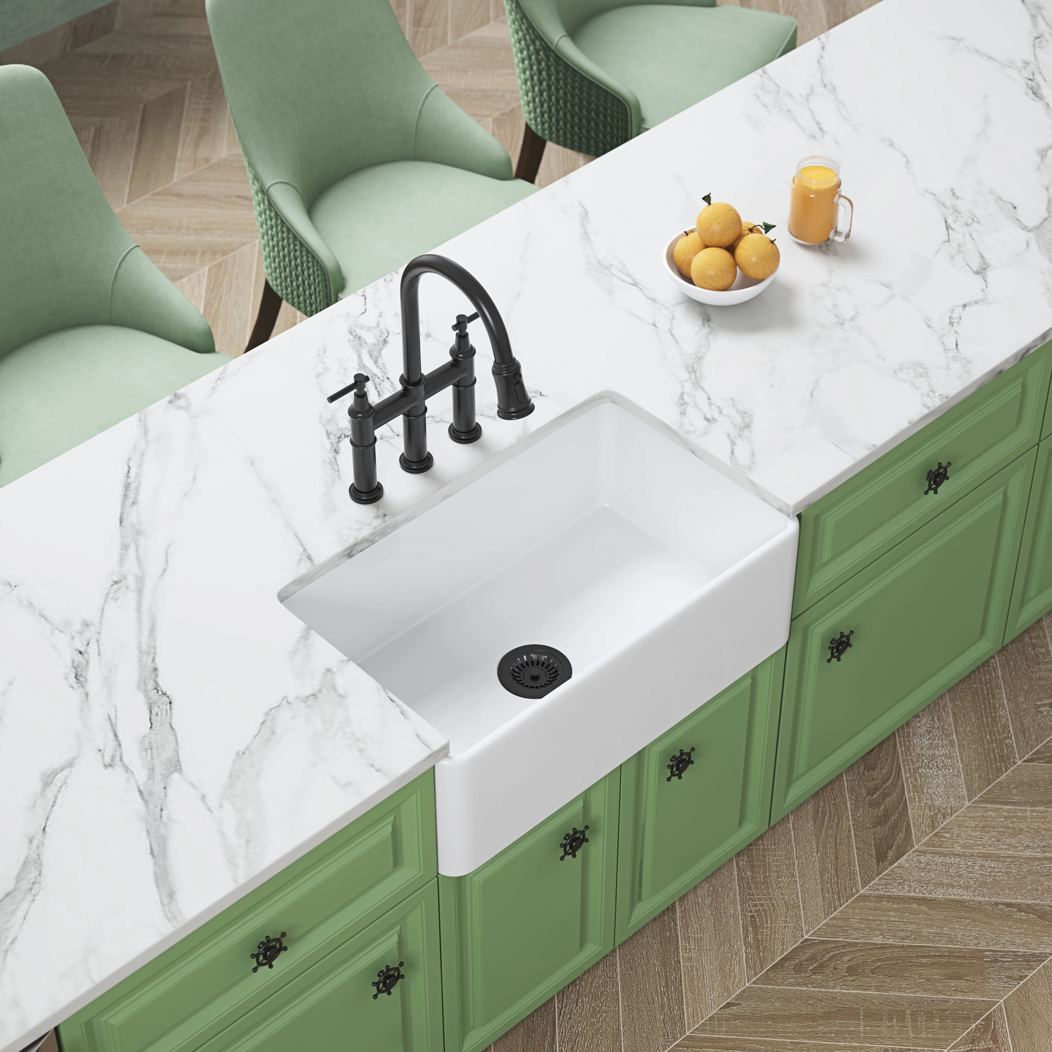 Streamdale Farmhouse/Apron Front White Ceramic Kitchen Sink