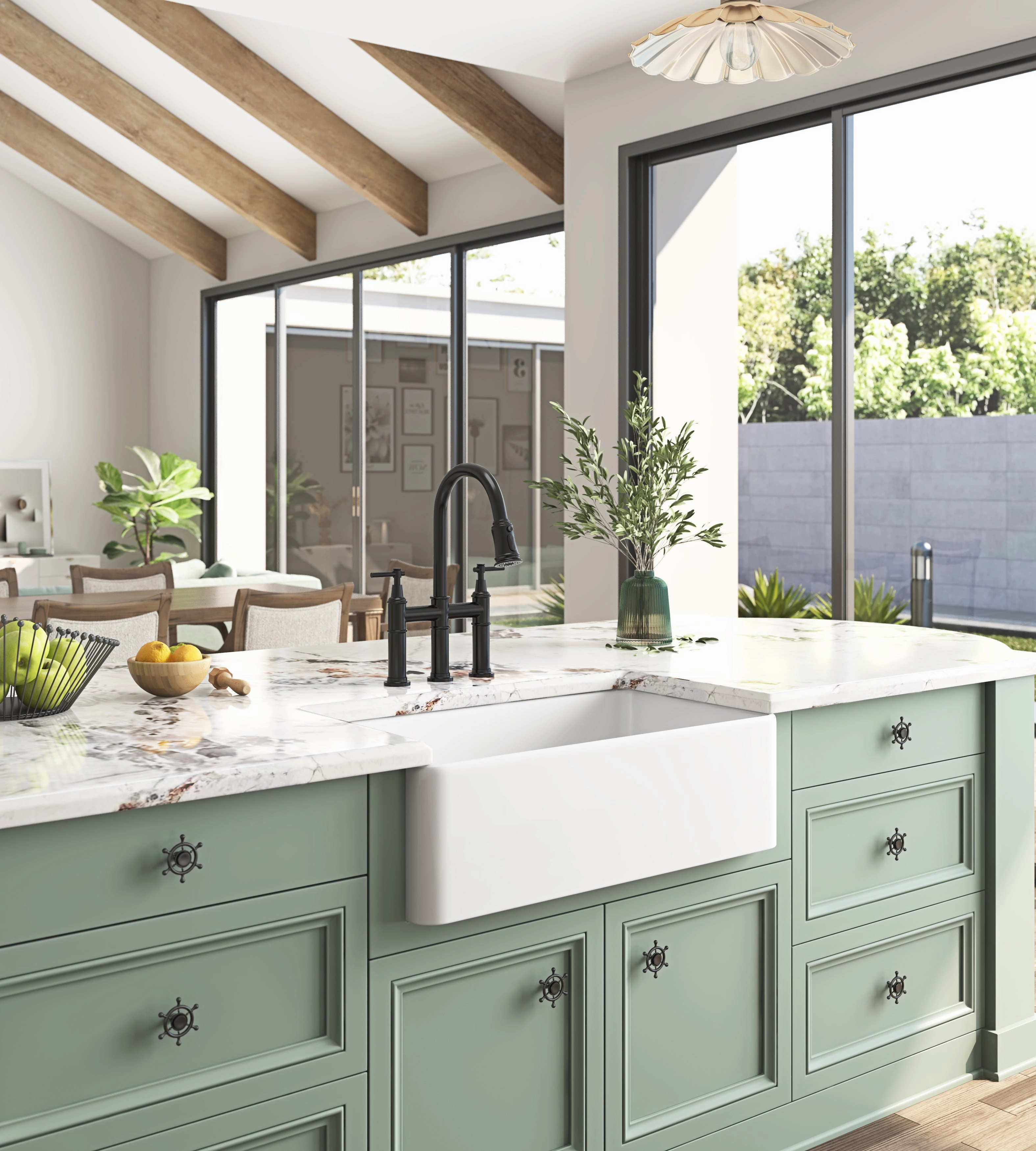 Streamdale Farmhouse/Apron Front White Ceramic Kitchen Sink