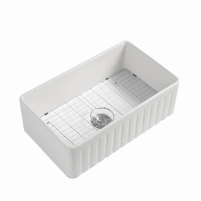 Streamdale Fireclay 33 L X 20 W Farmhouse Kitchen Sink With Grid And Strainer Cooking Tools & Accessories buy more save more