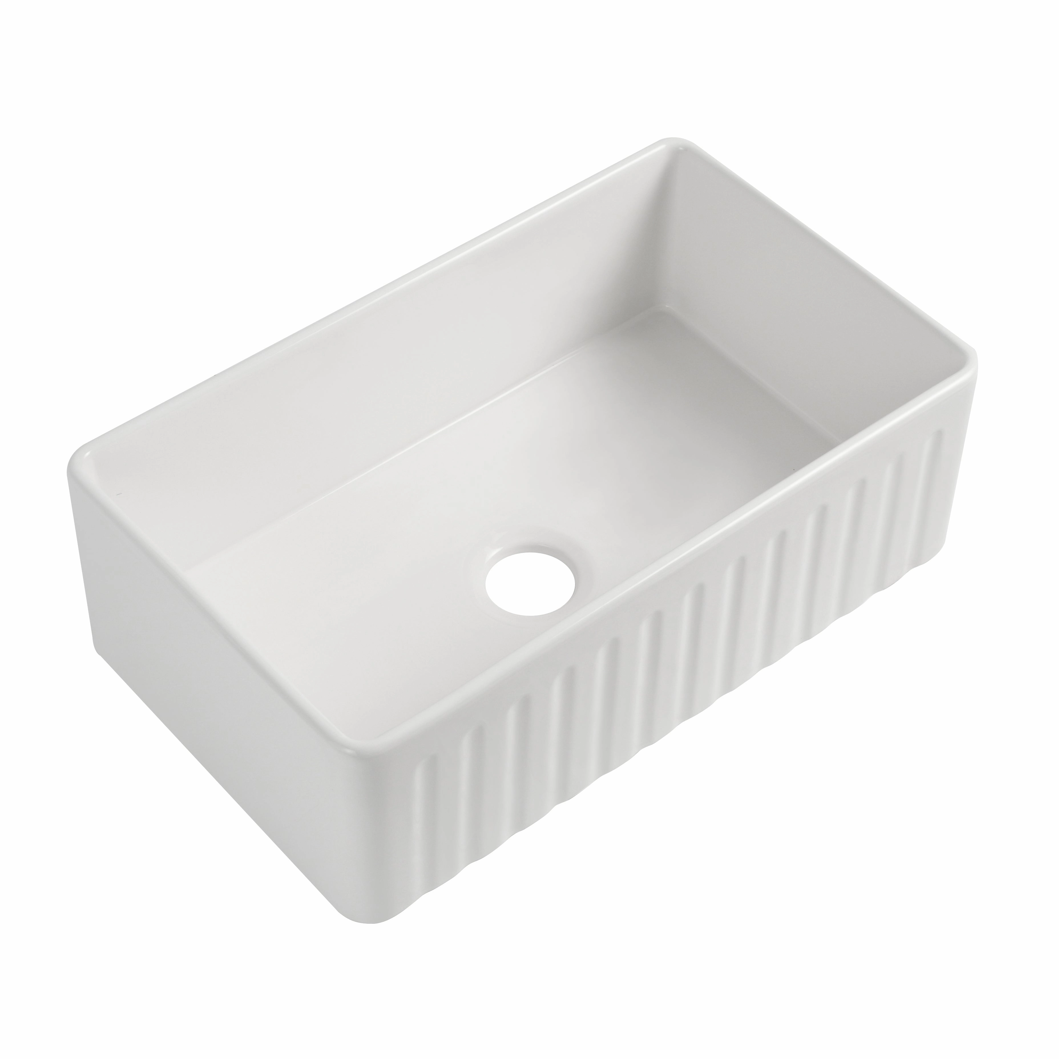 Streamdale Fireclay 33 L X 20 W Farmhouse Kitchen Sink With Grid And Strainer