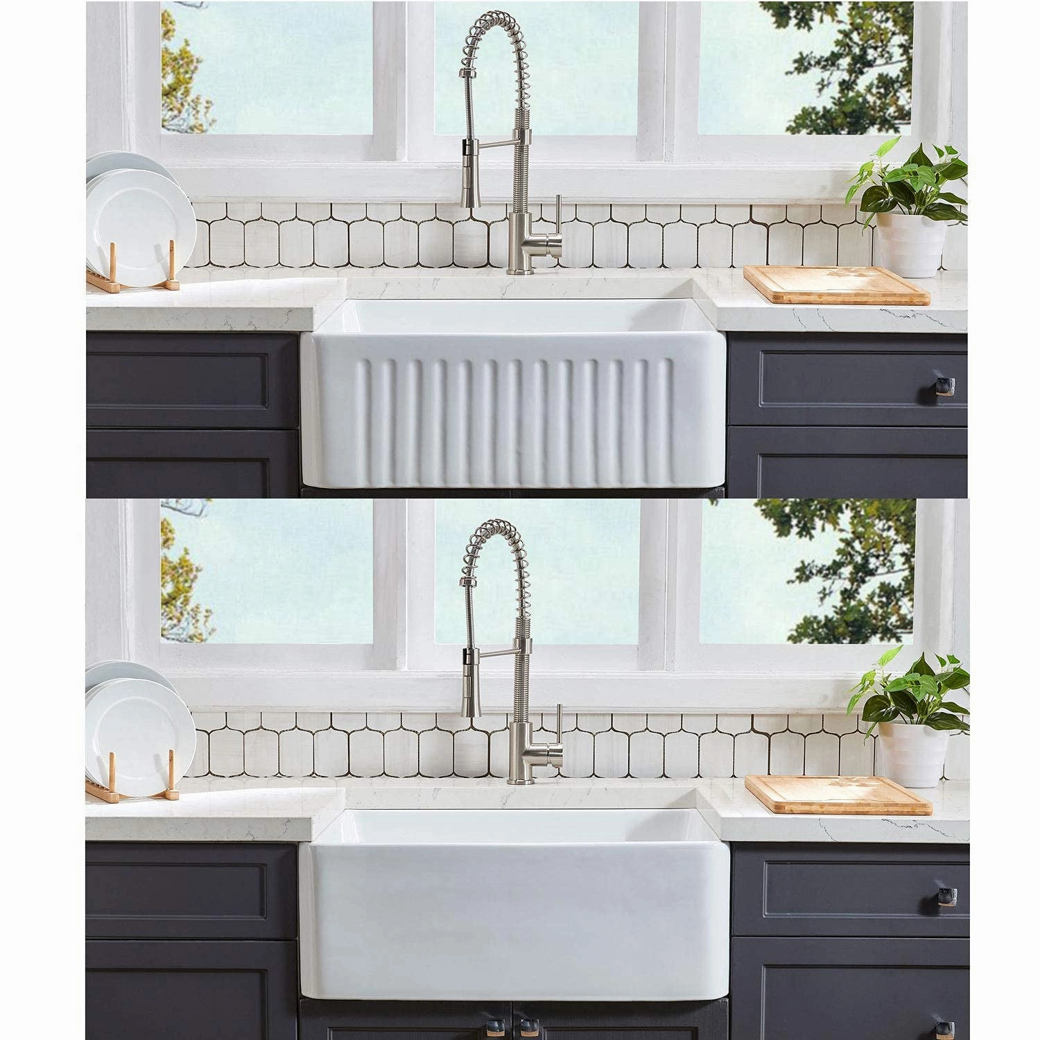 Streamdale Fireclay 33 L X 20 W Farmhouse Kitchen Sink With Grid And Strainer