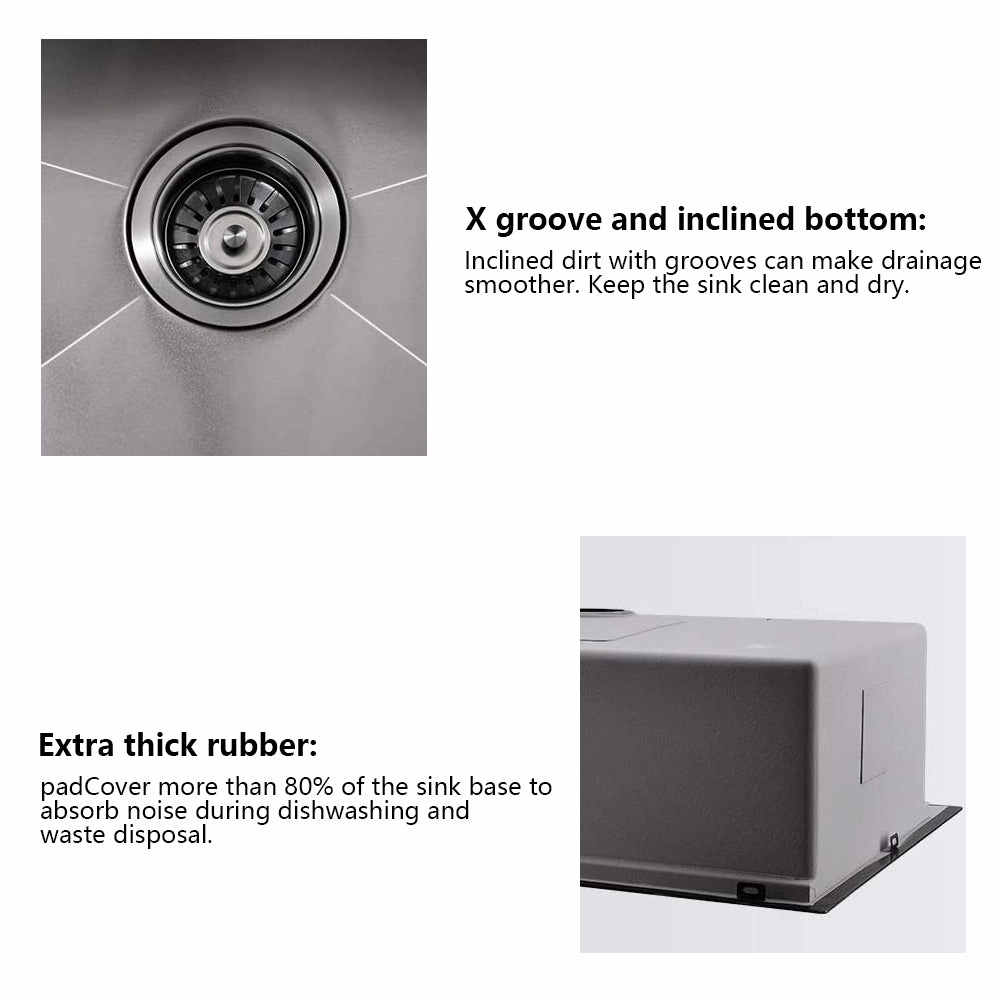 Streamdale Workstation 33-Inch Drop-In 16 Gauge Kitchen Sink R10 Radius
