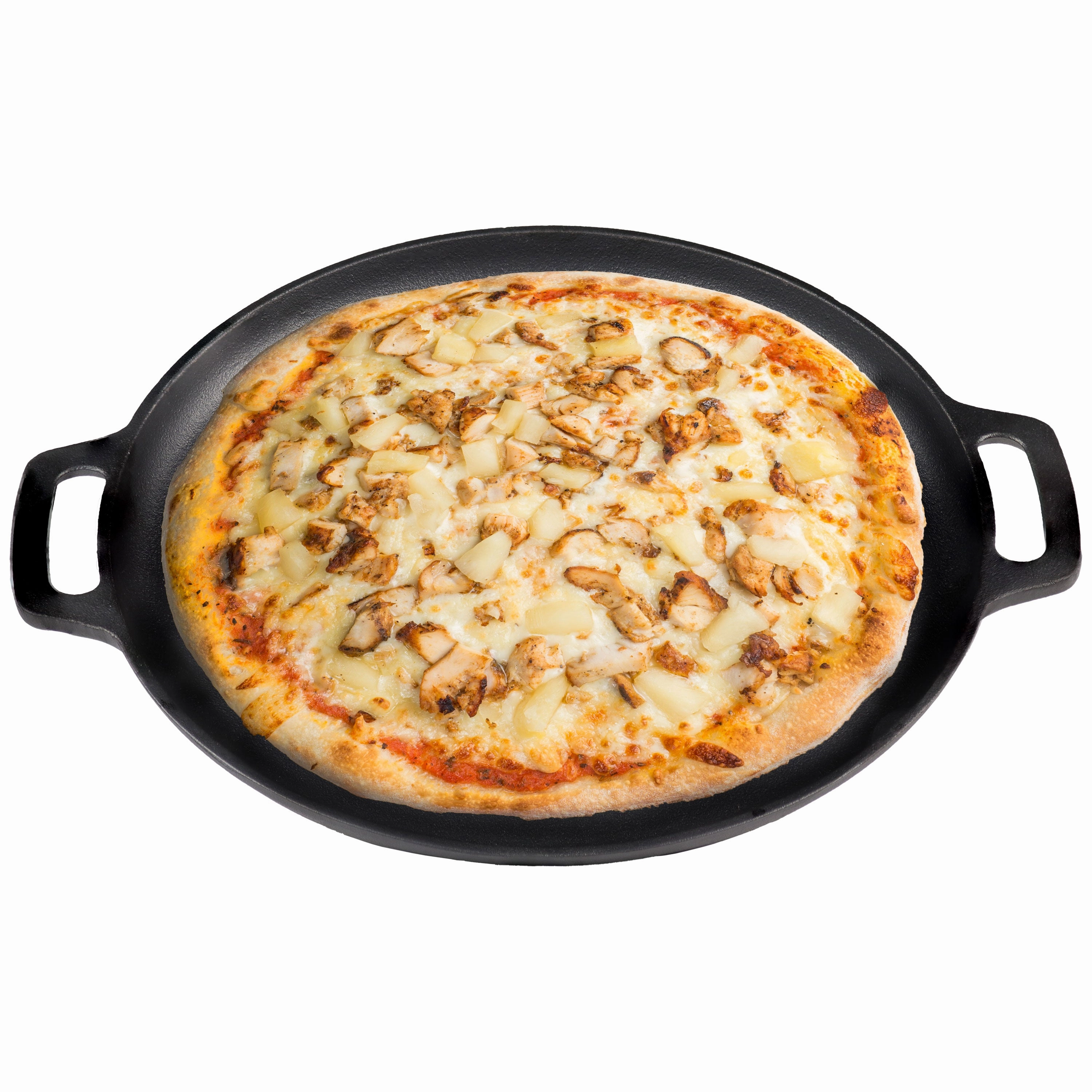 Sunnydaze 13.75" Cast Iron Pizza Pan with Handles