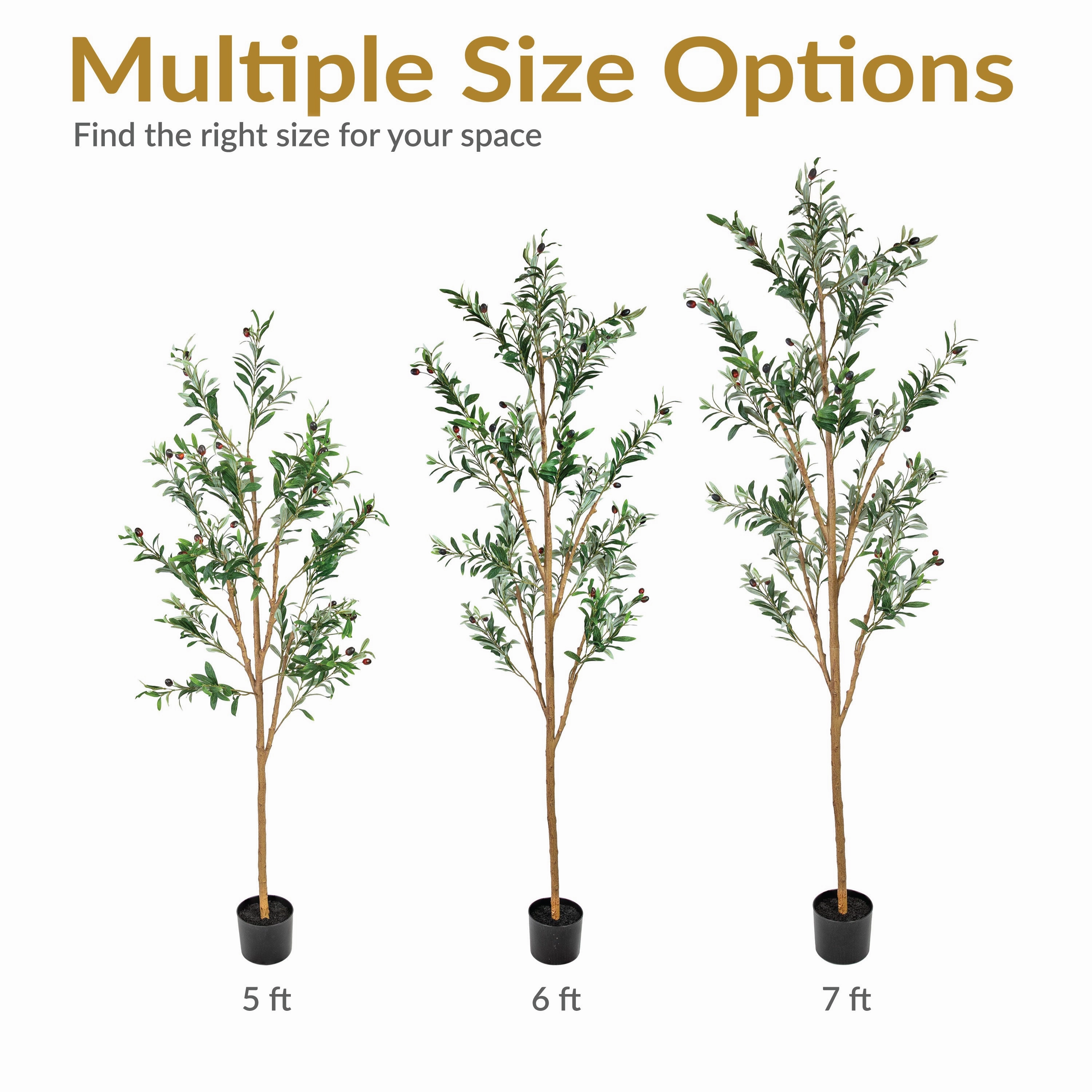 Sunnydaze Artificial Olive Tree Tall Faux Silk Plant for Indoor Spaces in Black Planter Base - 7 ft - 2pk