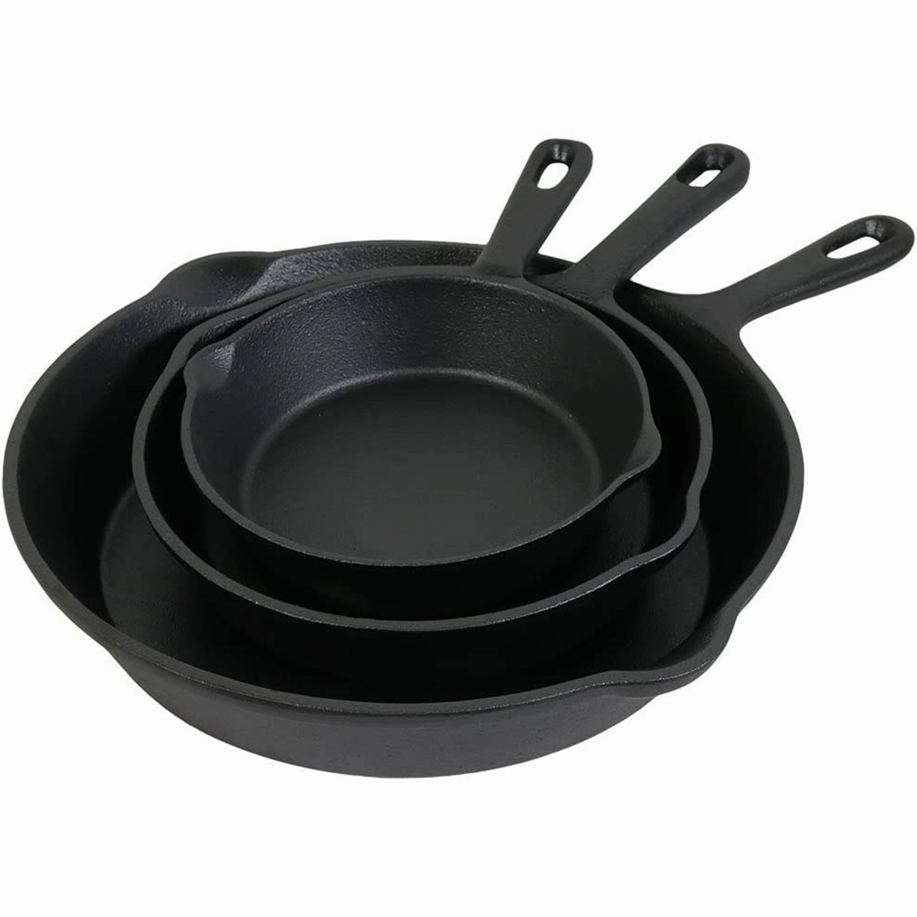 Sunnydaze Indoor/Outdoor Heavy-Duty Pre-Seasoned Cast Iron Skillet Frying Pan Set - 6", 7", and 10" - Black - 3pc Cookware online kitchen sale