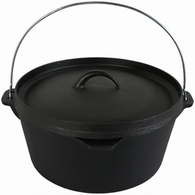 Sunnydaze Indoor/Outdoor Large Pre-Seasoned Cast Iron Dutch Oven Pot with Lid and Handle - 8 qt - Black Cookware online kitchen sale