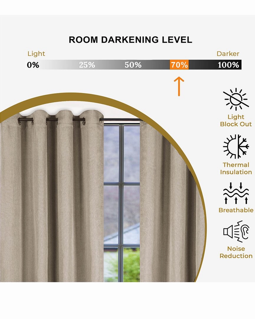 Superior 52x96 Linen-Inspired Classic Modern Blackout 2pc Curtain Panel Set