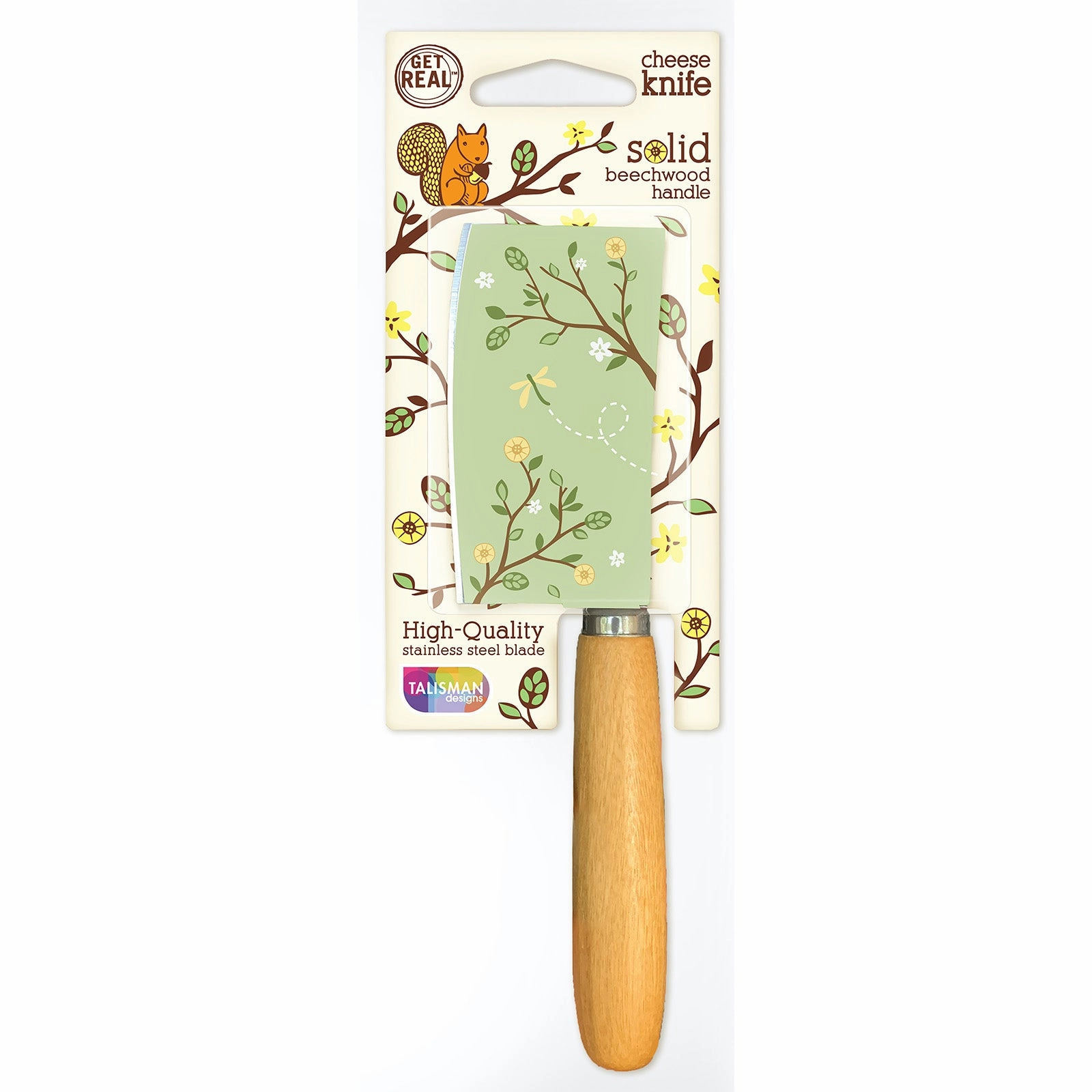 Talisman Designs Laser Etched Beechwood Cheese Knife, Woodland Collection, Green