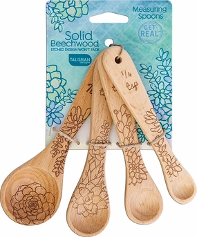 Talisman Designs Laser Etched Honey Bee Beechwood Measuring Spoons, Succulent Collection, Set of 4 Cooking Tools & Accessories mega discount