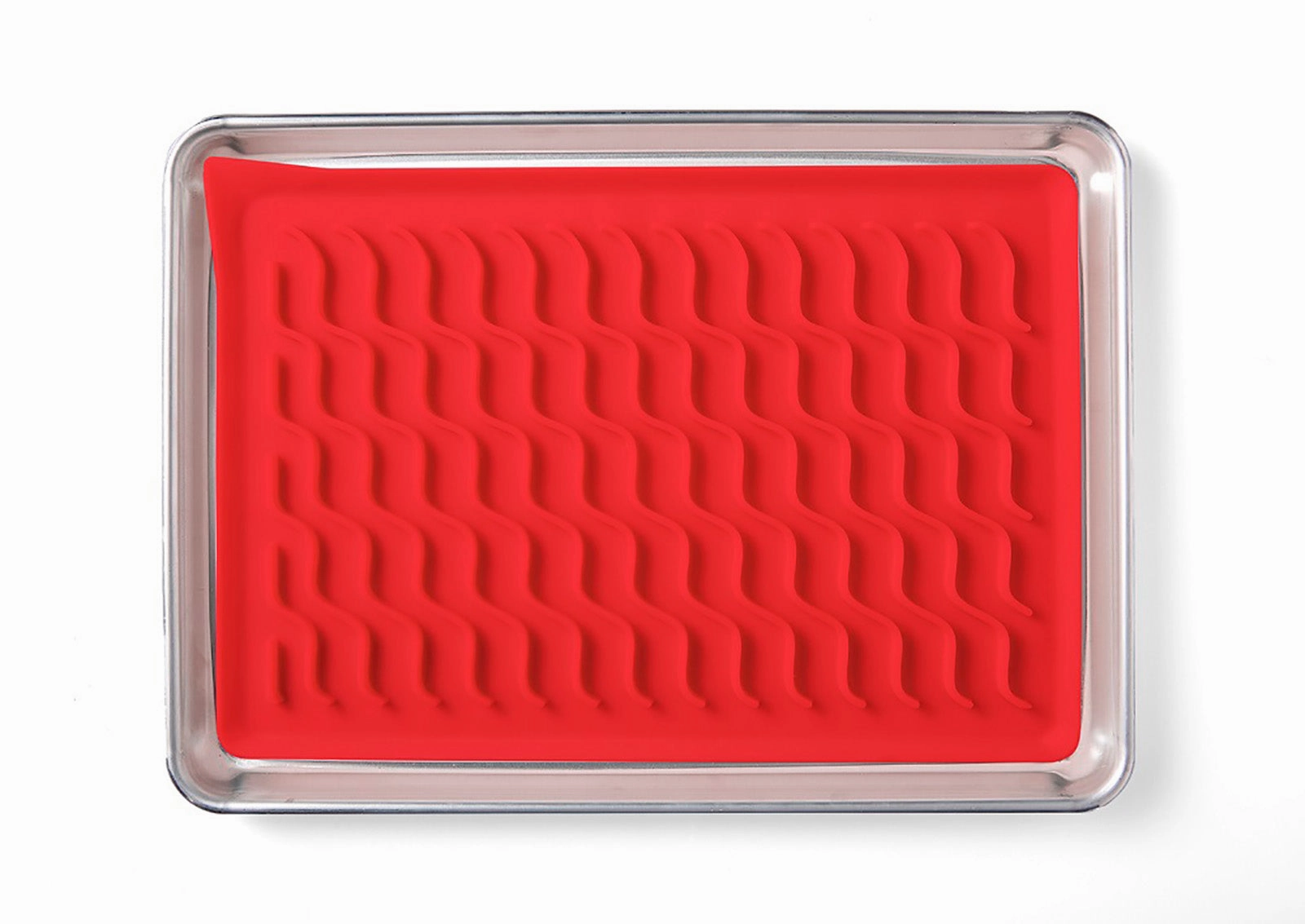 Talisman Designs Silicone Oven-Safe Bacon Mat, 11x17 inches, Red