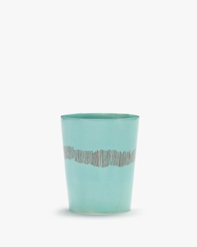 Tea cup 11.16 OZ azure - red stripes Feast Dinnerware tableware outlet