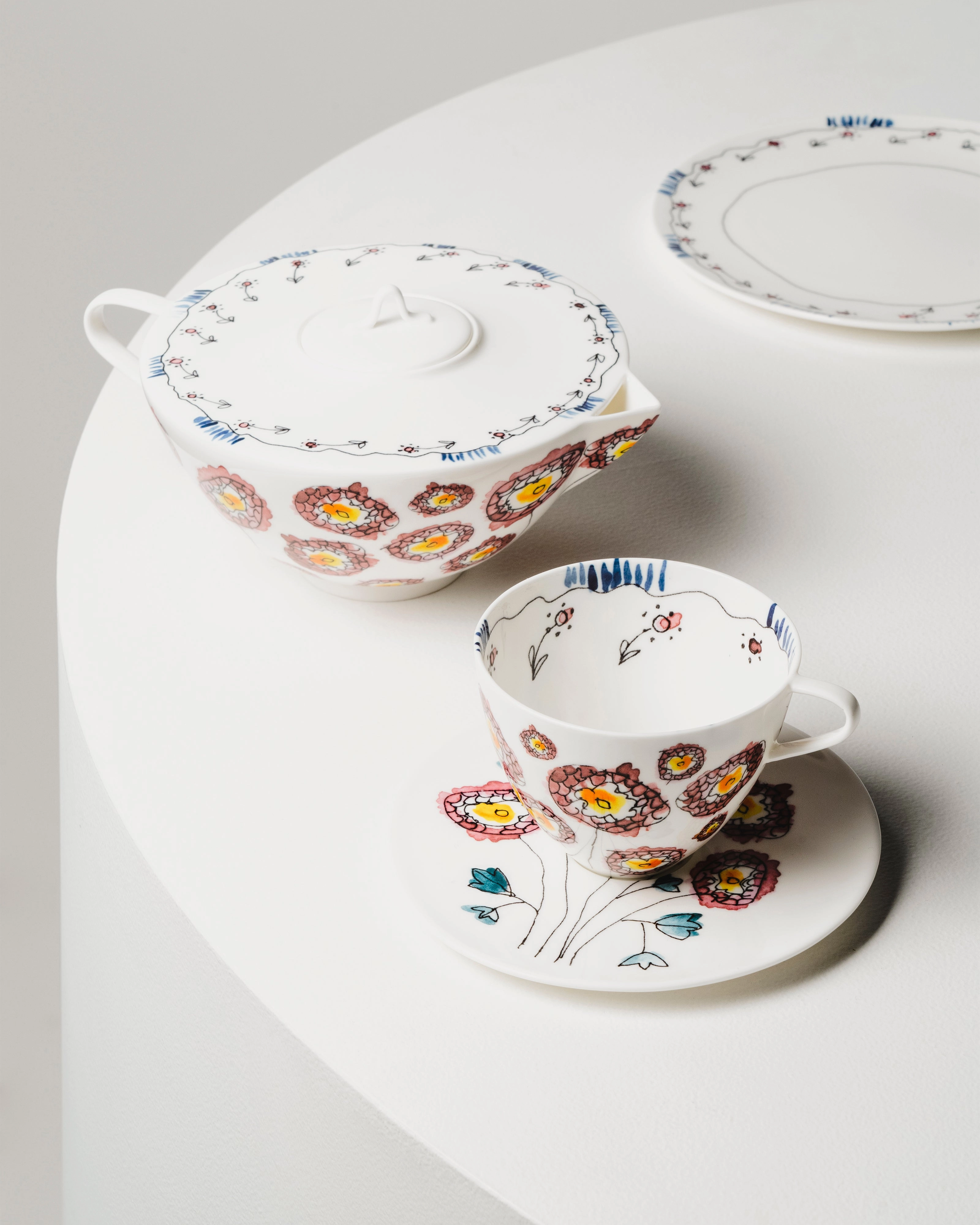 Tea pot Anemone milk Midnight Flowers