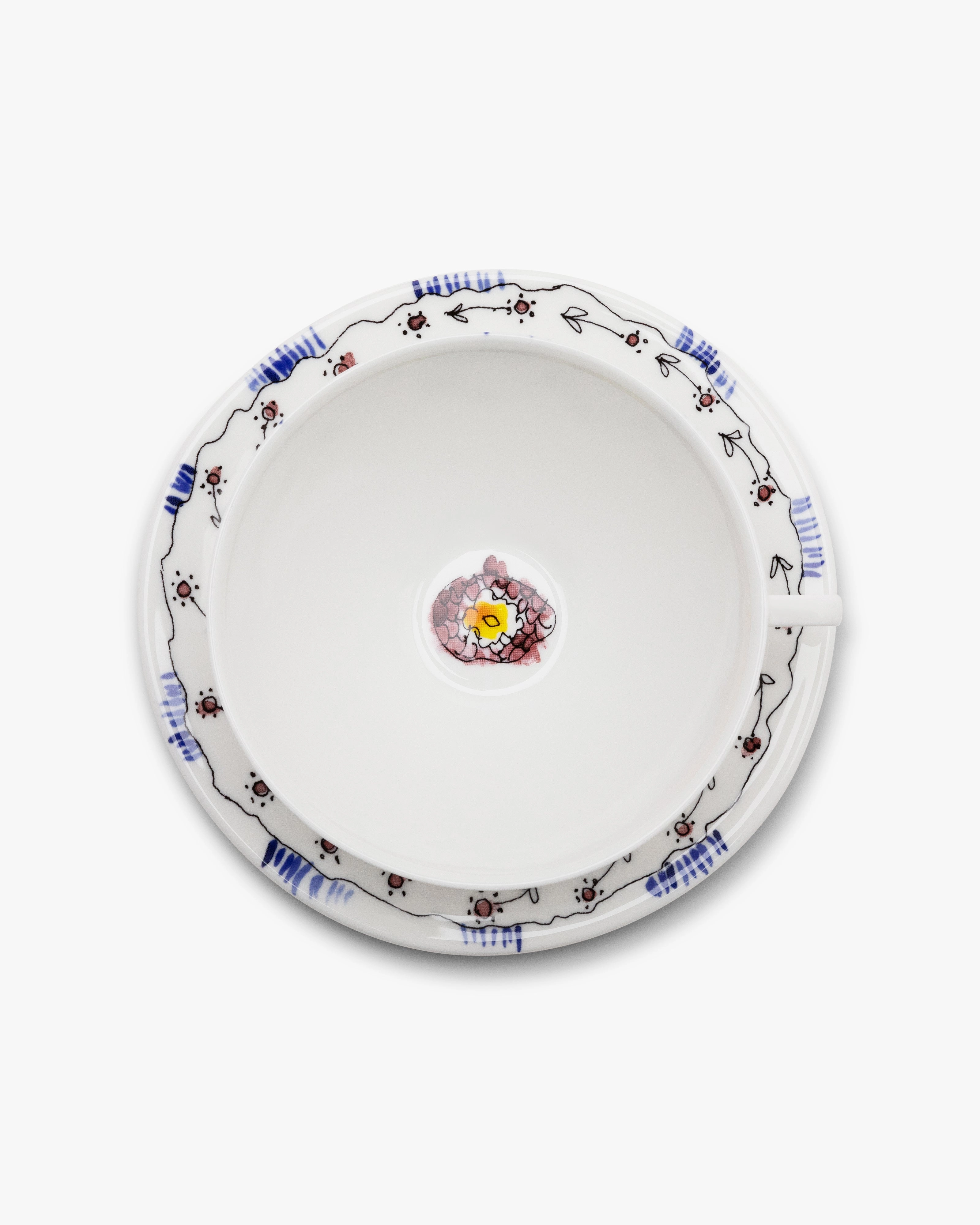 Tea Set 6 pieces anemone midnight flowers