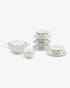 Tea Set 6 pieces blossom milk midnight flowers Dinnerware tableware outlet