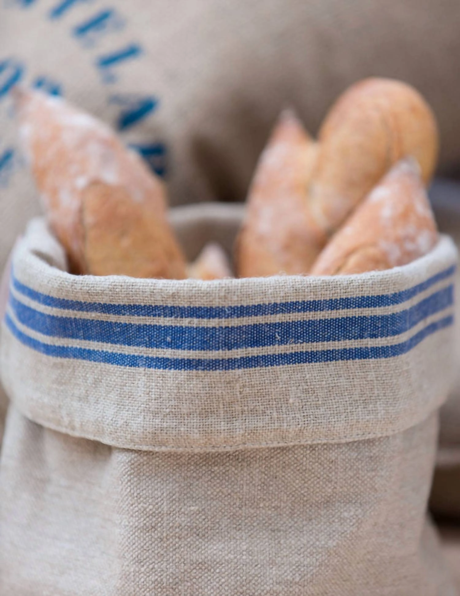 Thieffry Monogramme Bread Basket In Blue