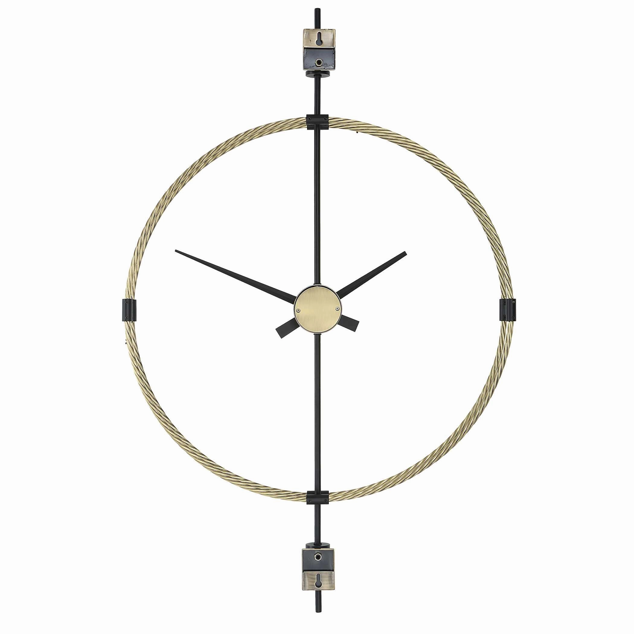 Time Flies Wall Clock Brushed Brass With Satin Black Clocks decor discount