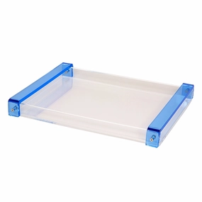Tizo Design Blue Lucite Tray w/Handle 16x12 Decorative Trays cheap sale
