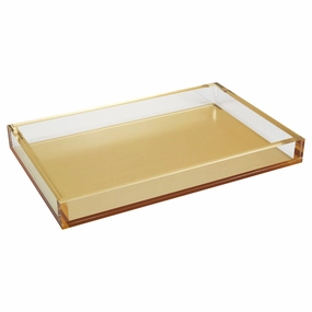 Tizo Design Lucite Tray 12x8 (Gold Insert) Decorative Trays cheap sale