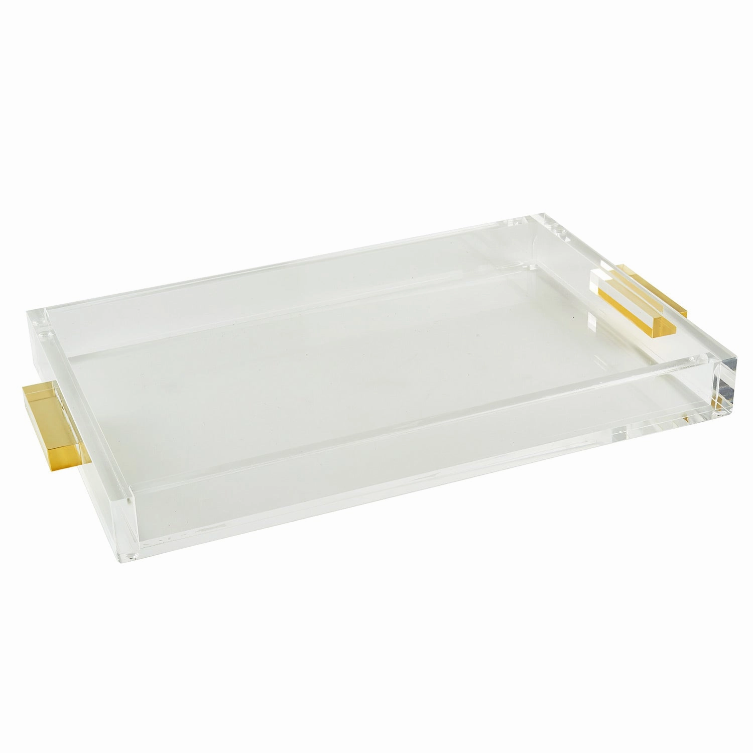Tizo Design Lucite Tray Clear w/Gold Handle 16x12 Decorative Trays cheap sale