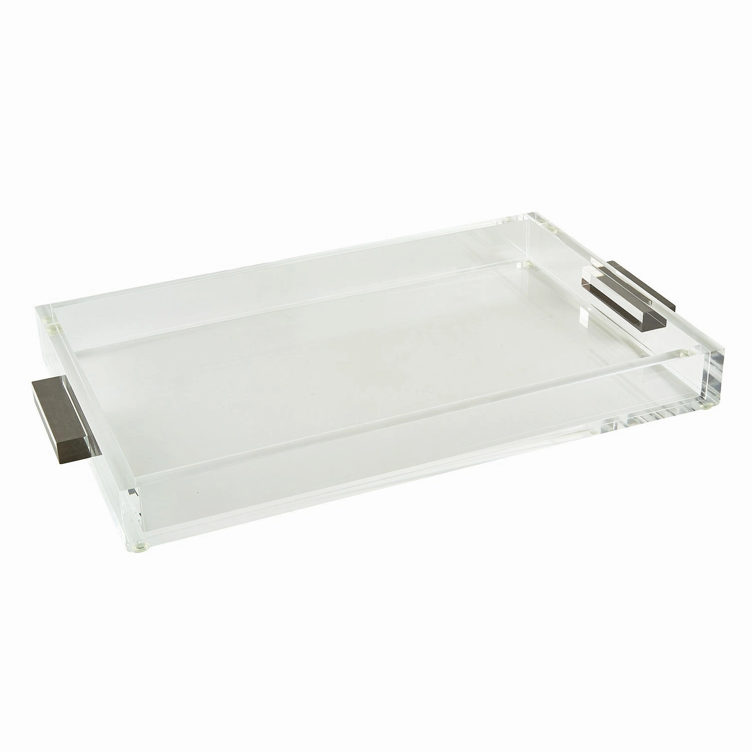 Tizo Design Lucite Tray Clear w/Silver Handle 12x8 Decorative Trays cheap sale