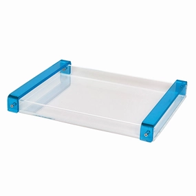 Tizo Design Turquoise  Lucite Tray w/Handle 16x12 Decorative Trays cheap sale