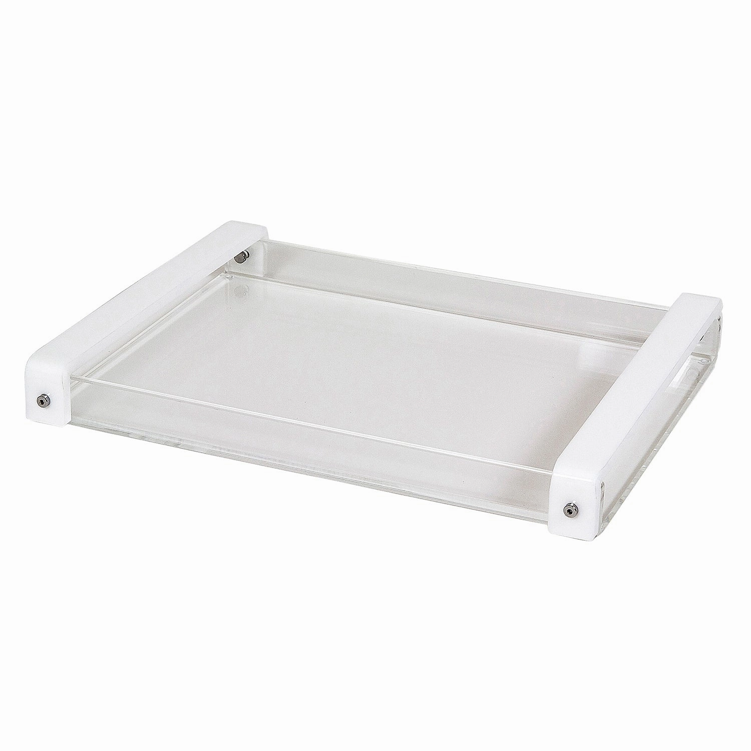 Tizo Design White Lucite Tray w/Handle 16x12 Decorative Trays cheap sale