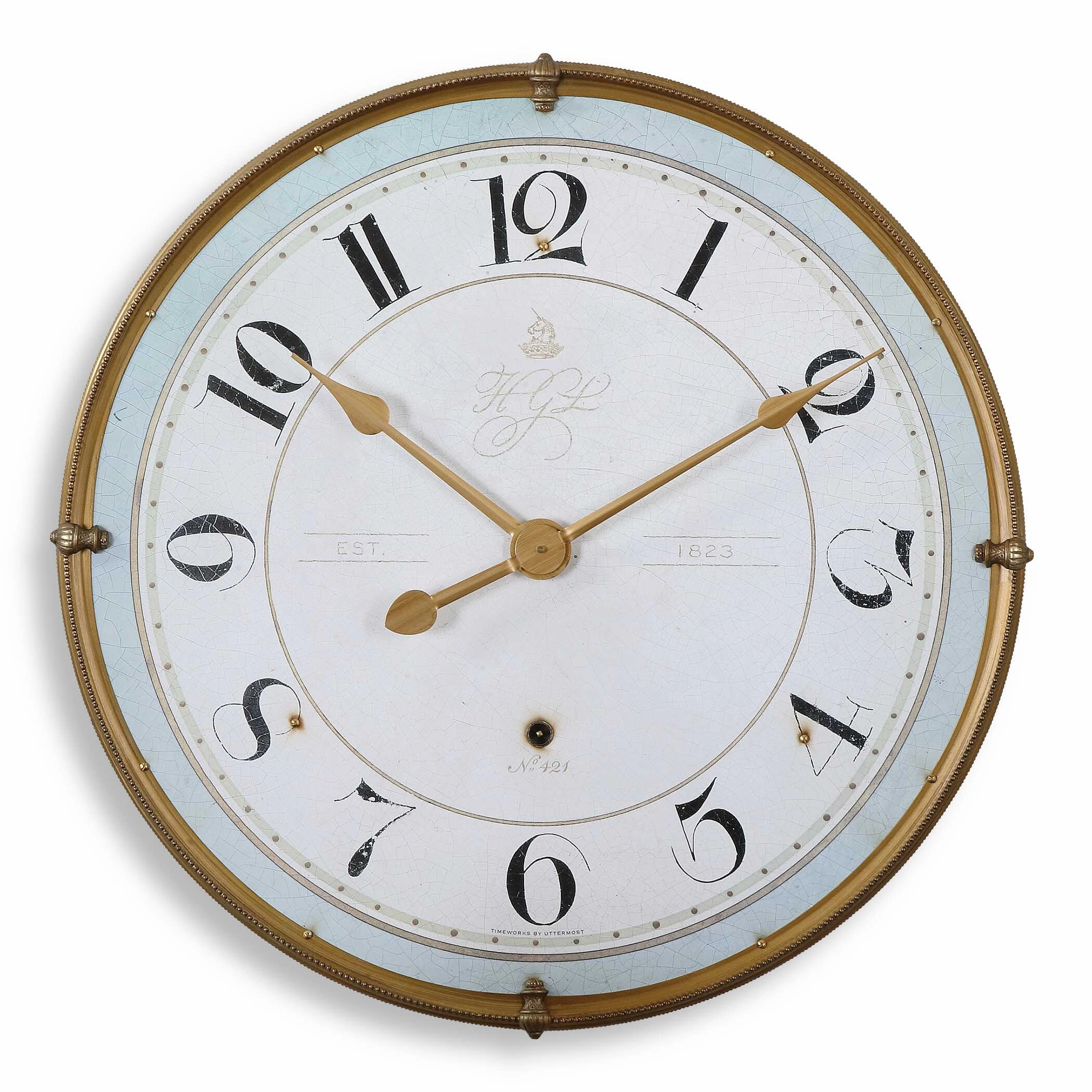 Torriana Wall Clock Antiqued Gold Clocks decor discount