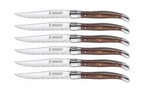 Trudeau Laguiole Steak Knives with Pakkawood Handles, Set of 6, Stainless/Wood Cutlery outlet discounts