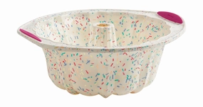 Trudeau Structure Silicone 10 Cup Fluted Cake Pan, Confetti/Fuchsia Bakeware online promo