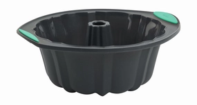 Trudeau Structure Silicone 10 Cup Fluted Cake Pan, Grey/Mint Bakeware online promo