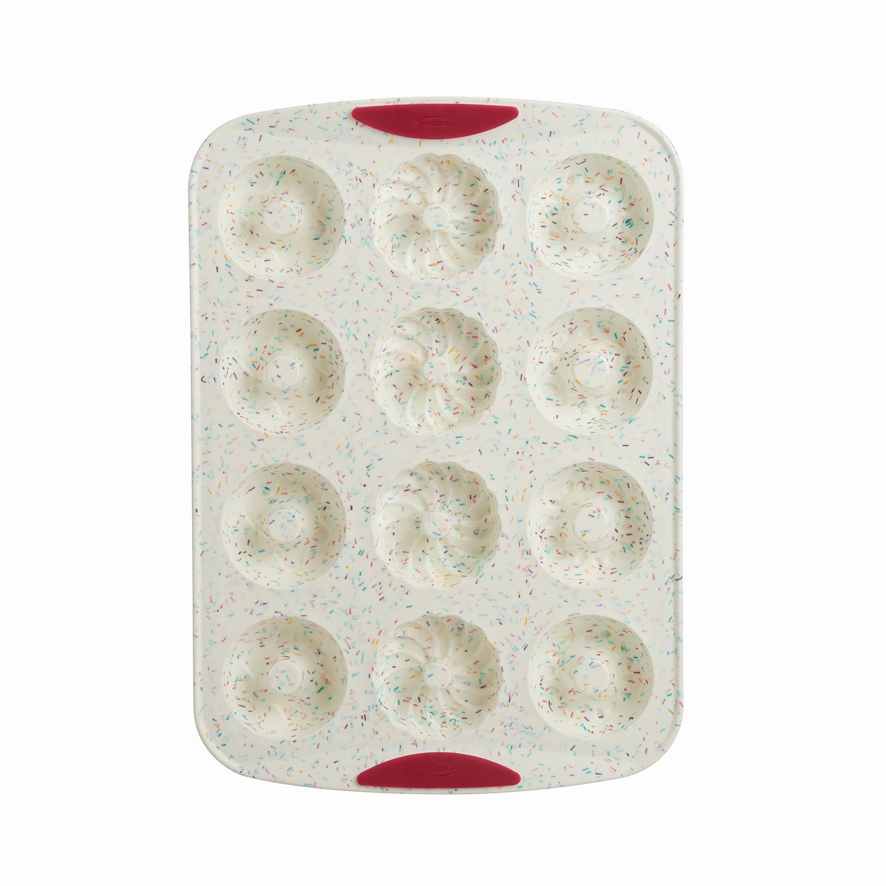 Trudeau Structure Silicone 12 Cavity Decorated Donut Pan, Confetti/Fuchsia Bakeware online promo