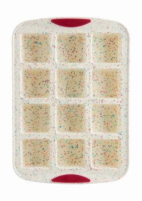 Trudeau Structure Silicone 12 Cavity Mini Brownie Pan, Confetti/Fuchsia Bakeware online promo