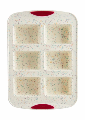 Trudeau Structure Silicone 6 Cavity Mini Loaf Pan, Confetti/Fuchsia Bakeware online promo