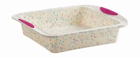 Trudeau Structure Silicone 8" x 8" Square Cake Pan, Confetti/Fuchsia Bakeware online promo