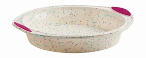 Trudeau Structure Silicone 9-Inch Round Cake Pan, Confetti/Fuchsia Bakeware online promo