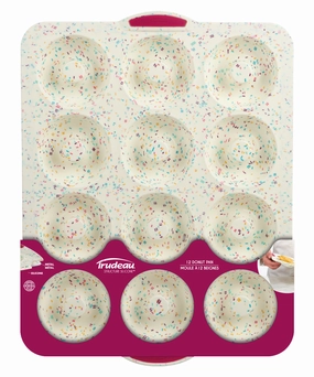 Trudeau Structure Silicone Confetti Fuchsia 12 Cavity Mega Donut Pan Bakeware online promo