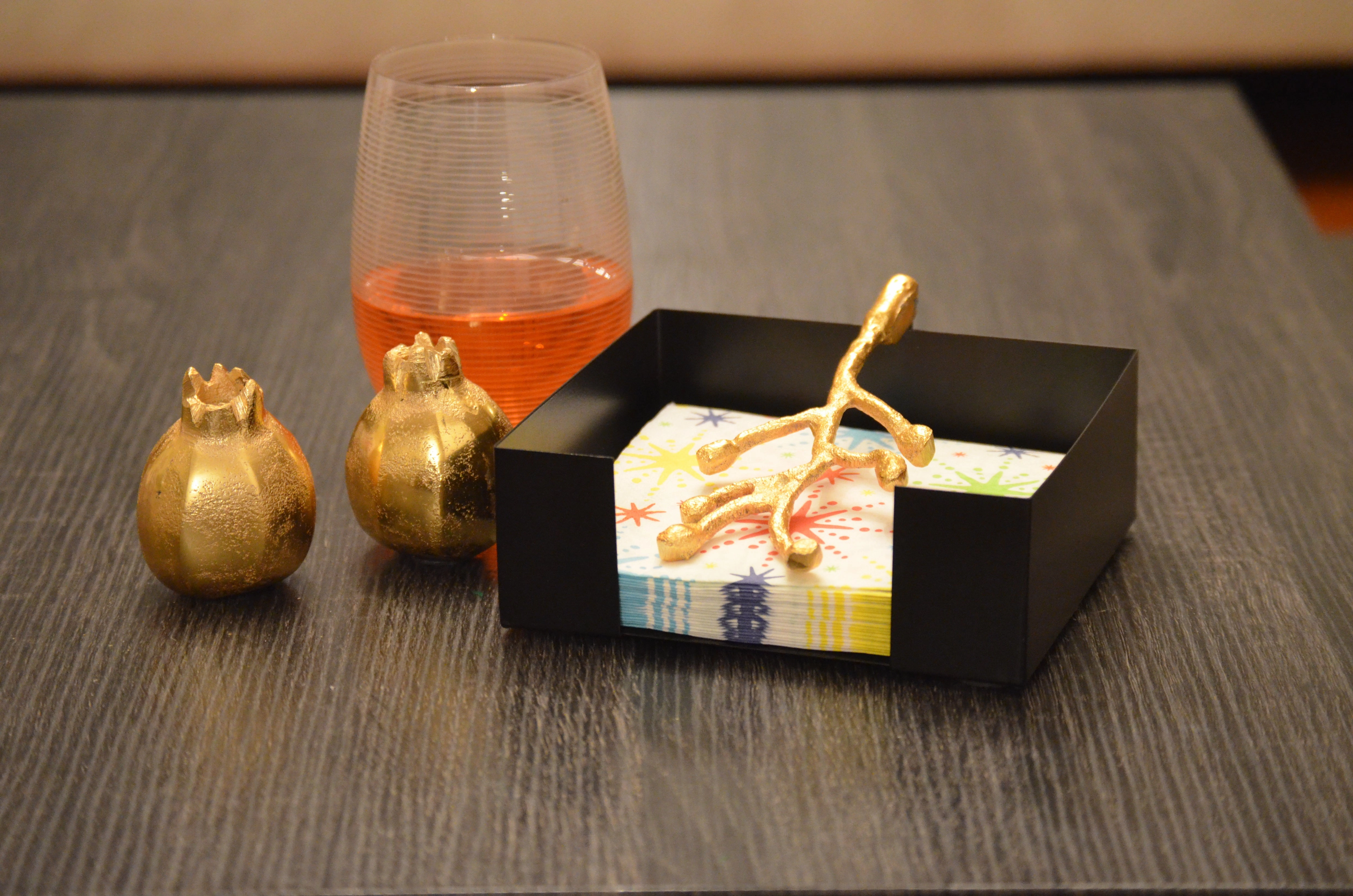 Unique Napkin Holder and Salt & Pepper Shakers Set (Golden)