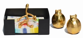Unique Napkin Holder and Salt & Pepper Shakers Set (Golden) Cooking Tools & Accessories buy more save more
