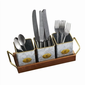Utensil Caddy In Metal/wood Combo Cookware online kitchen sale