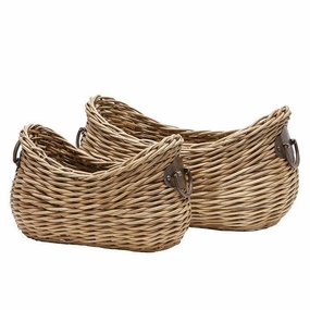 Varna Natural Rattan Basket Set/2 Decorative Baskets clearance deals