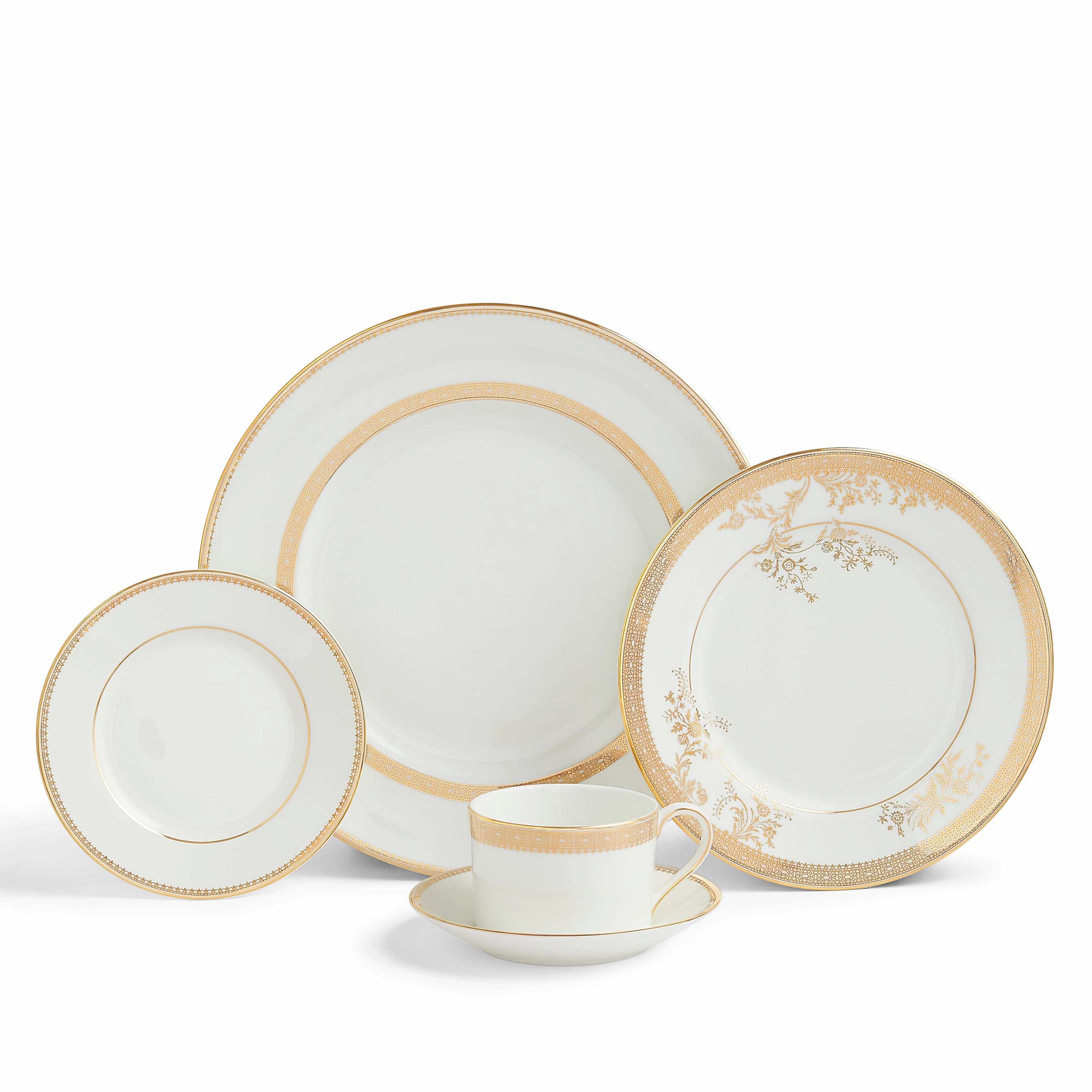 Vera Wang Lace Gold Dinnerware Set, 5 Pieces Serveware discount kitchenware